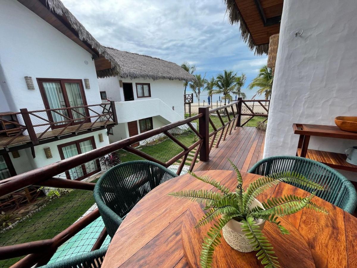 Ap Vila Mar Pé na areia com vista para o mar e piscina Barra Grande  Esterno foto